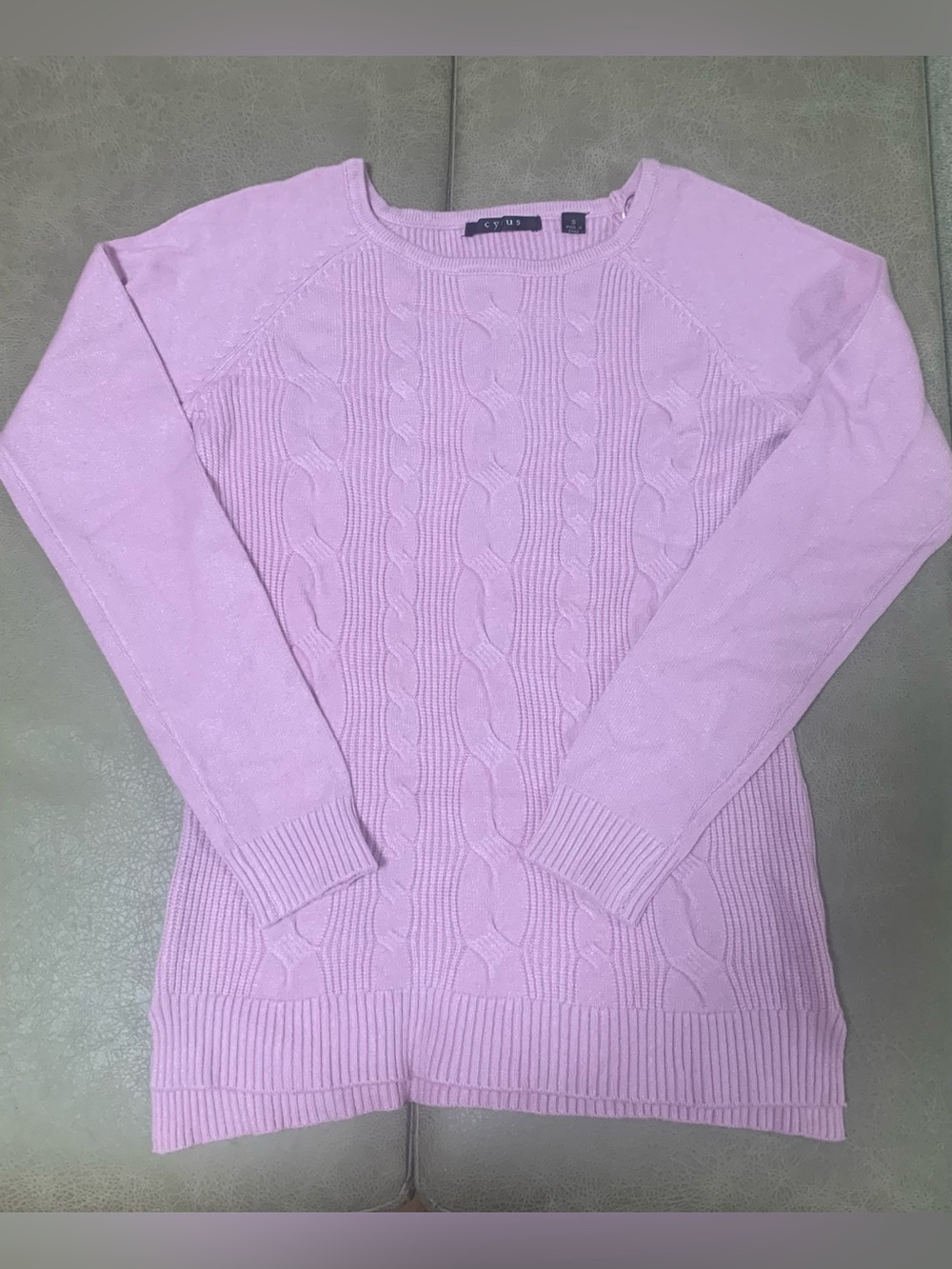 Cyrus Womens Pink So Soft Ribbed Cable Knit Front Pattern Sweater NWOT Size S